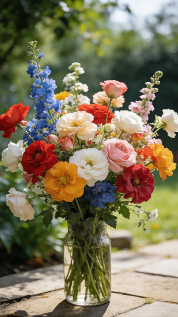 彩色花卉玻璃瓶装饰