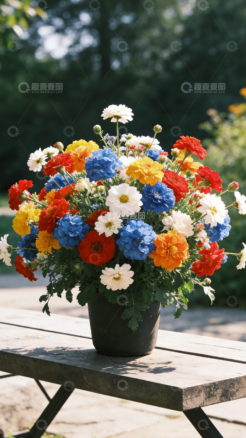 高清大图下载【趣麦麦图】彩花盆栽室外风光