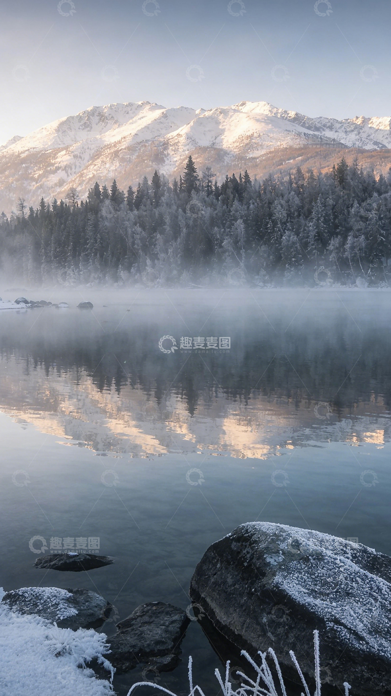 高清大图下载【趣麦麦图】冬日晨雾山水景