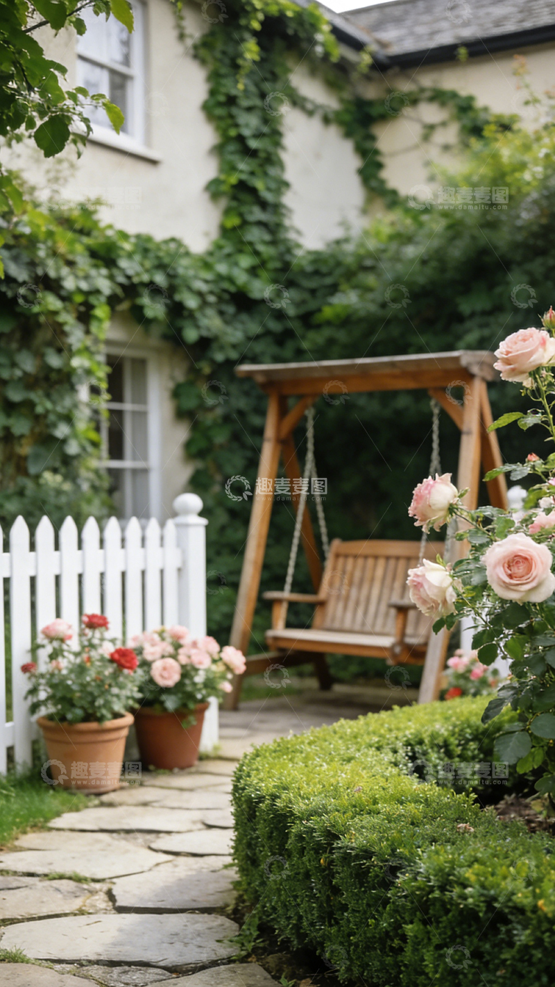 高清大图下载【趣麦麦图】田园风花园秋千景观