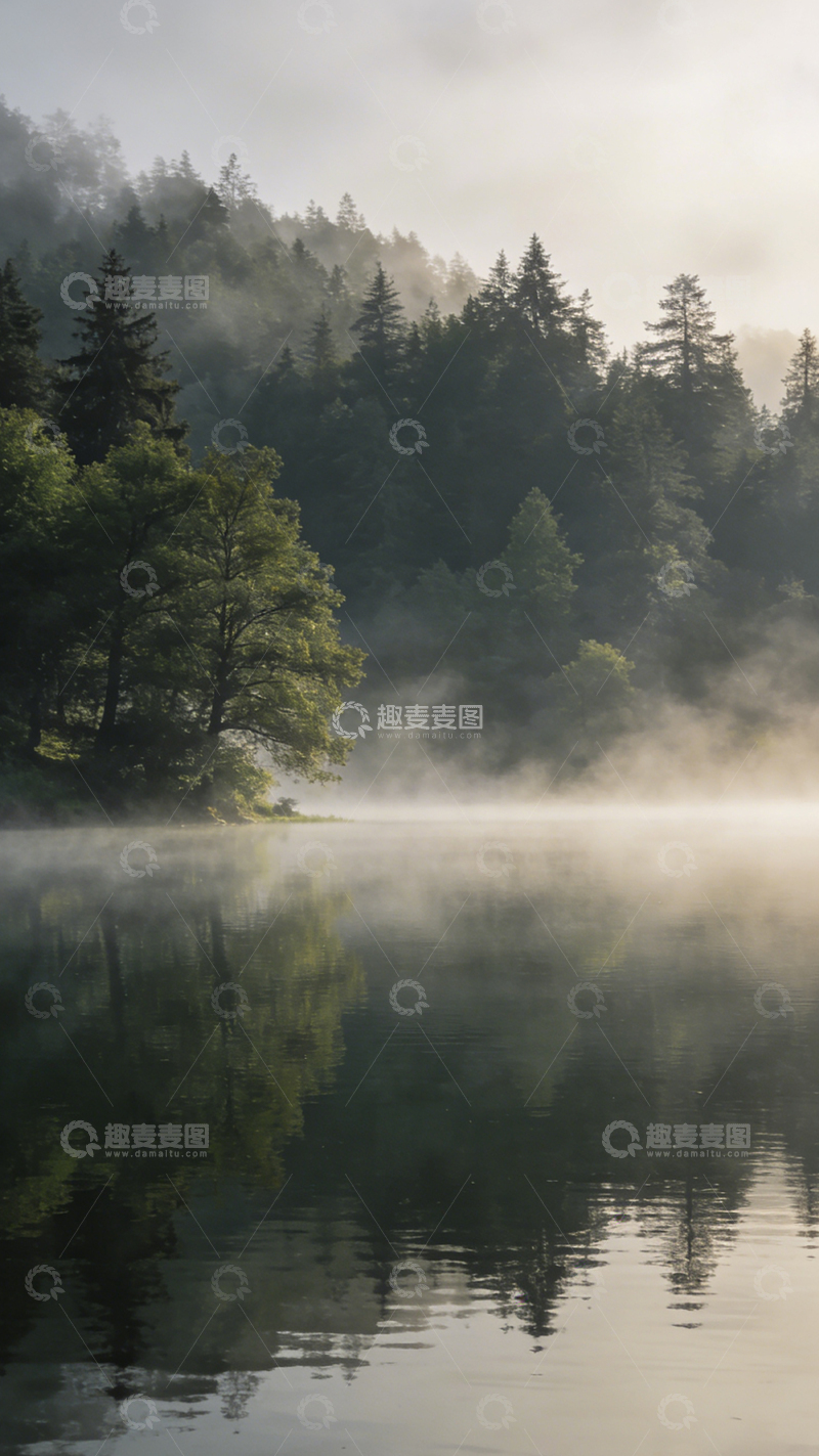 高清大图下载【趣麦麦图】晨雾山林湖景风光摄影