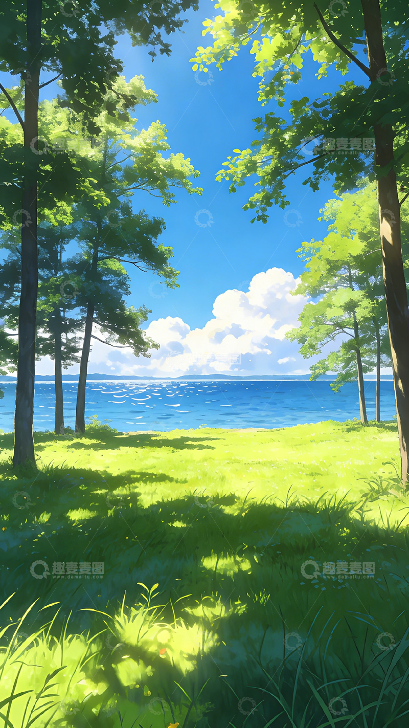 高清大图下载【趣麦麦图】动漫风景森林湖泊
