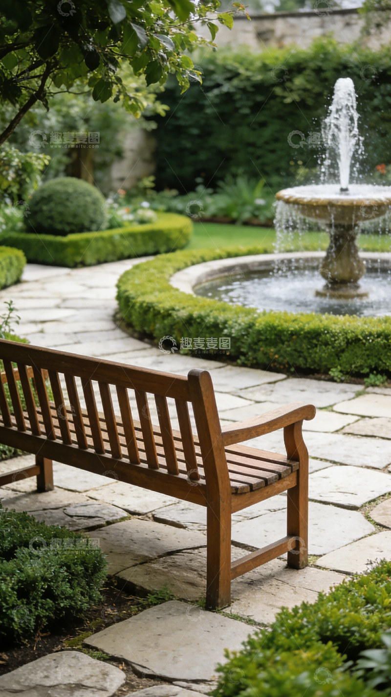 高清大图下载【趣麦麦图】-典雅花园喷泉景观