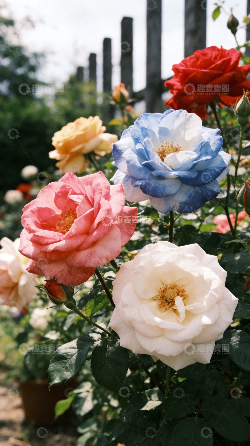 高清大图下载【趣麦麦图】花园盛放的缤纷玫瑰