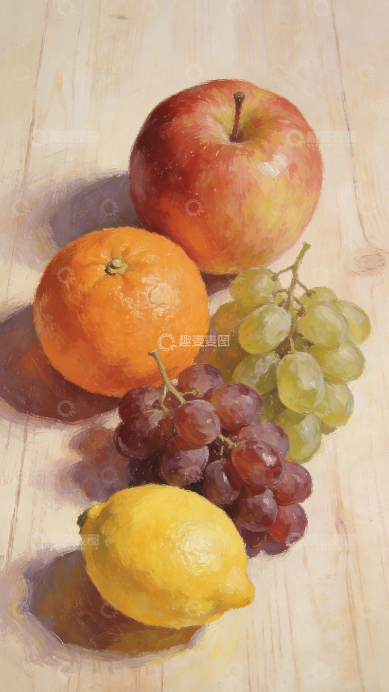 高清大图下载【趣麦麦图】油画风水果静物绘画作品