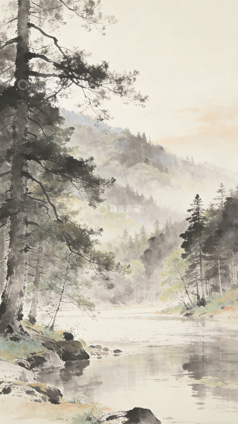 高清大图下载【趣麦麦图】水墨山林风景国画山水画