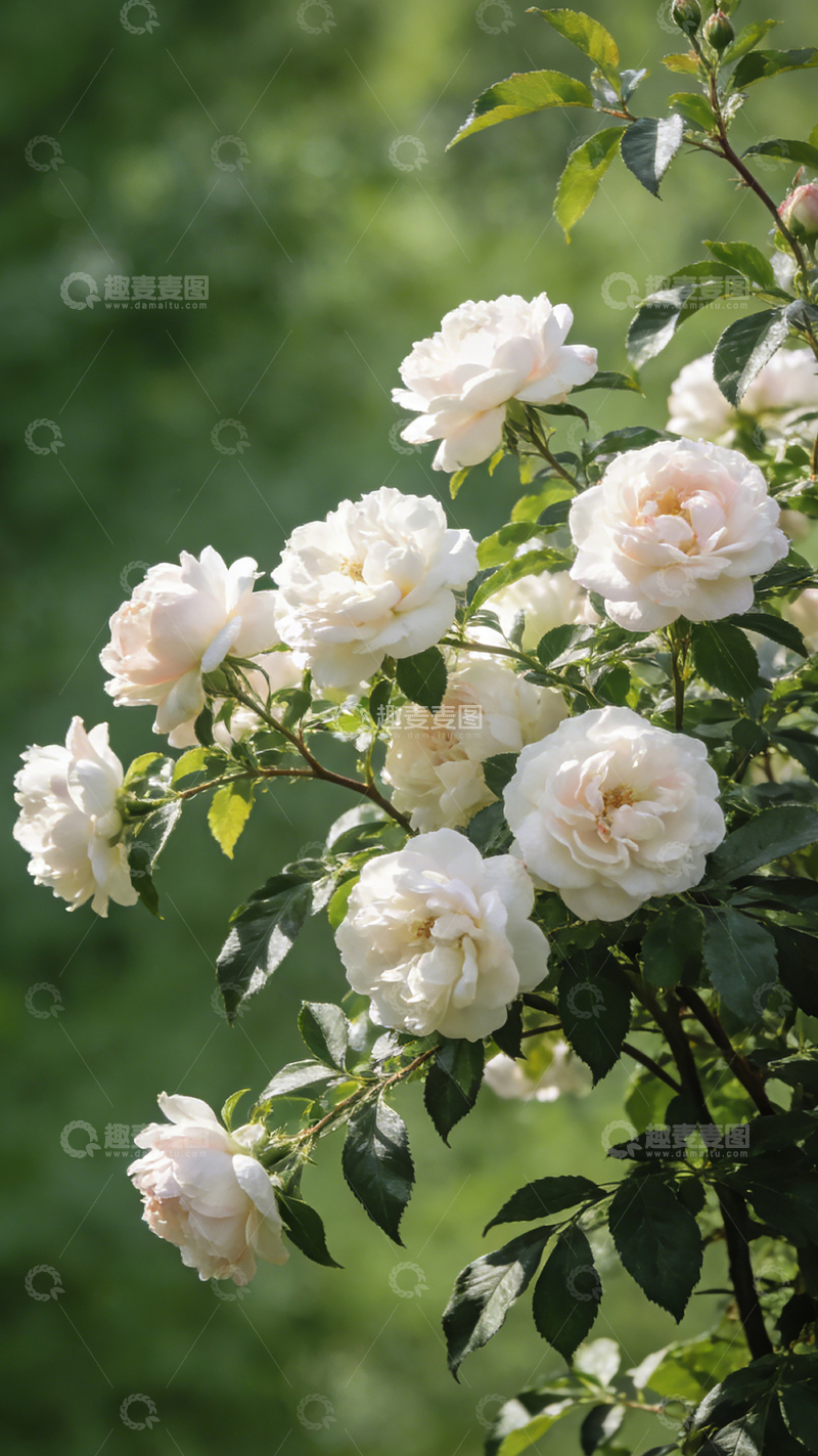 高清大图下载【趣麦麦图】清新白玫瑰花园风光摄影