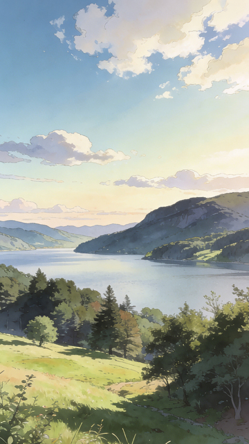 动漫风光山水景观插画