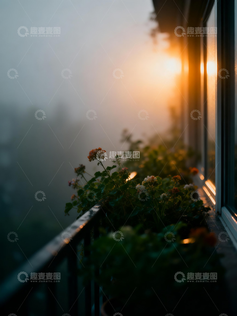 高清大图下载【趣麦麦图】窗外阳台绿植6
