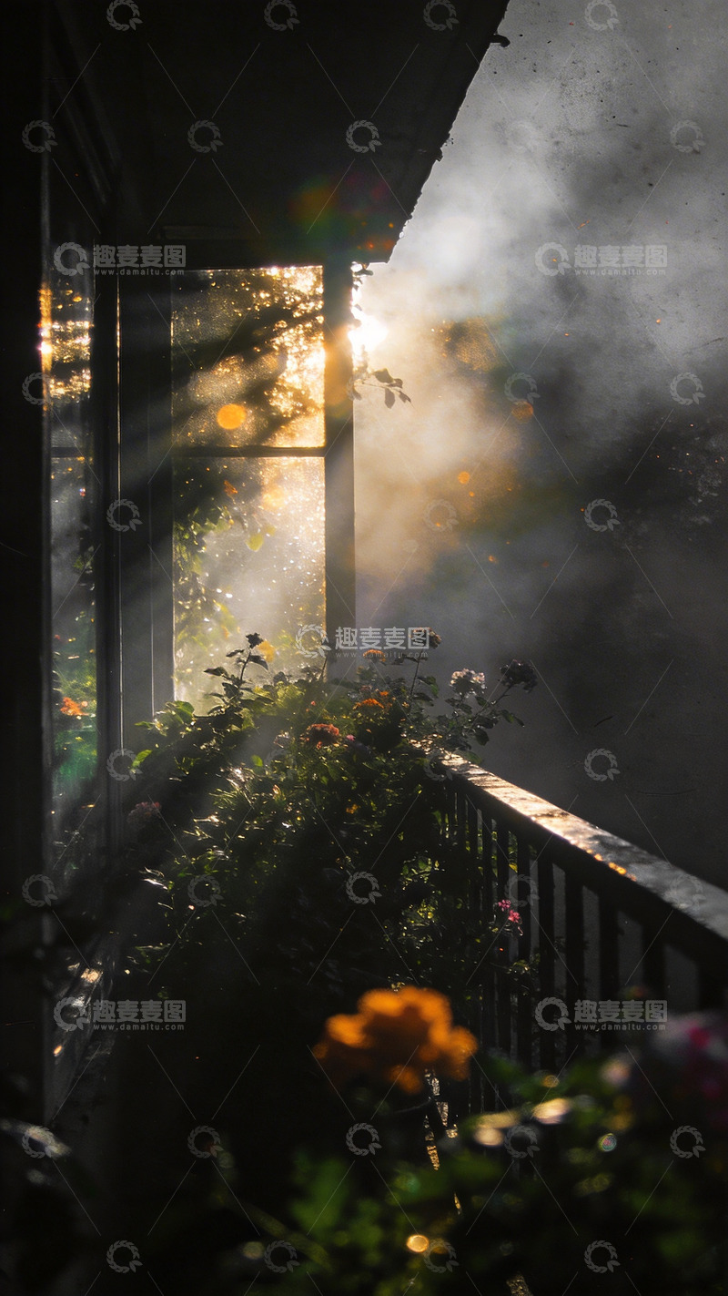 高清大图下载【趣麦麦图】窗外阳台绿植8