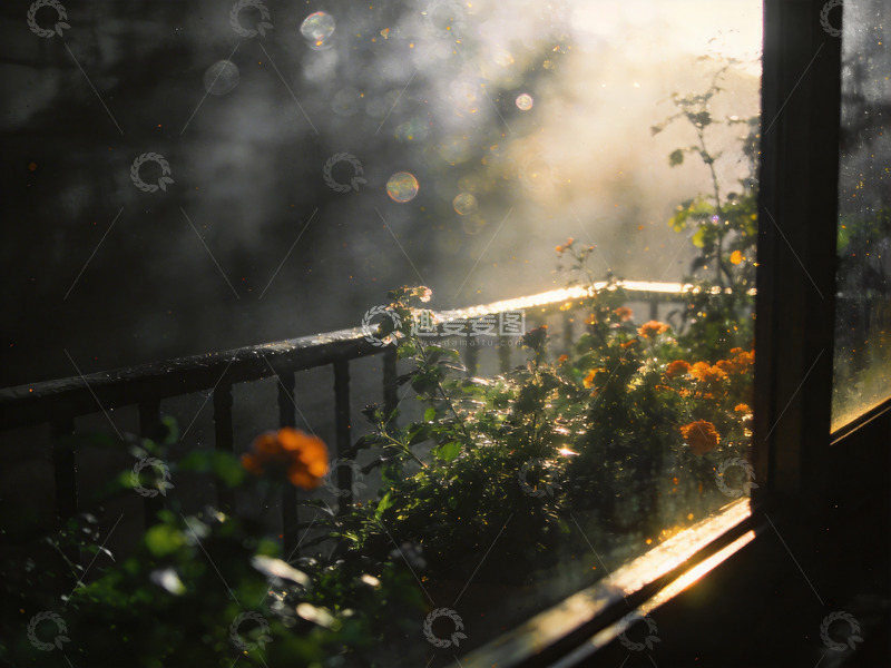 高清大图下载【趣麦麦图】窗外阳台绿植