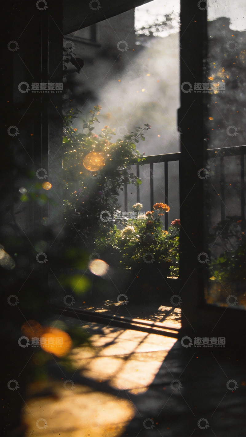 高清大图下载【趣麦麦图】窗外阳台绿植9