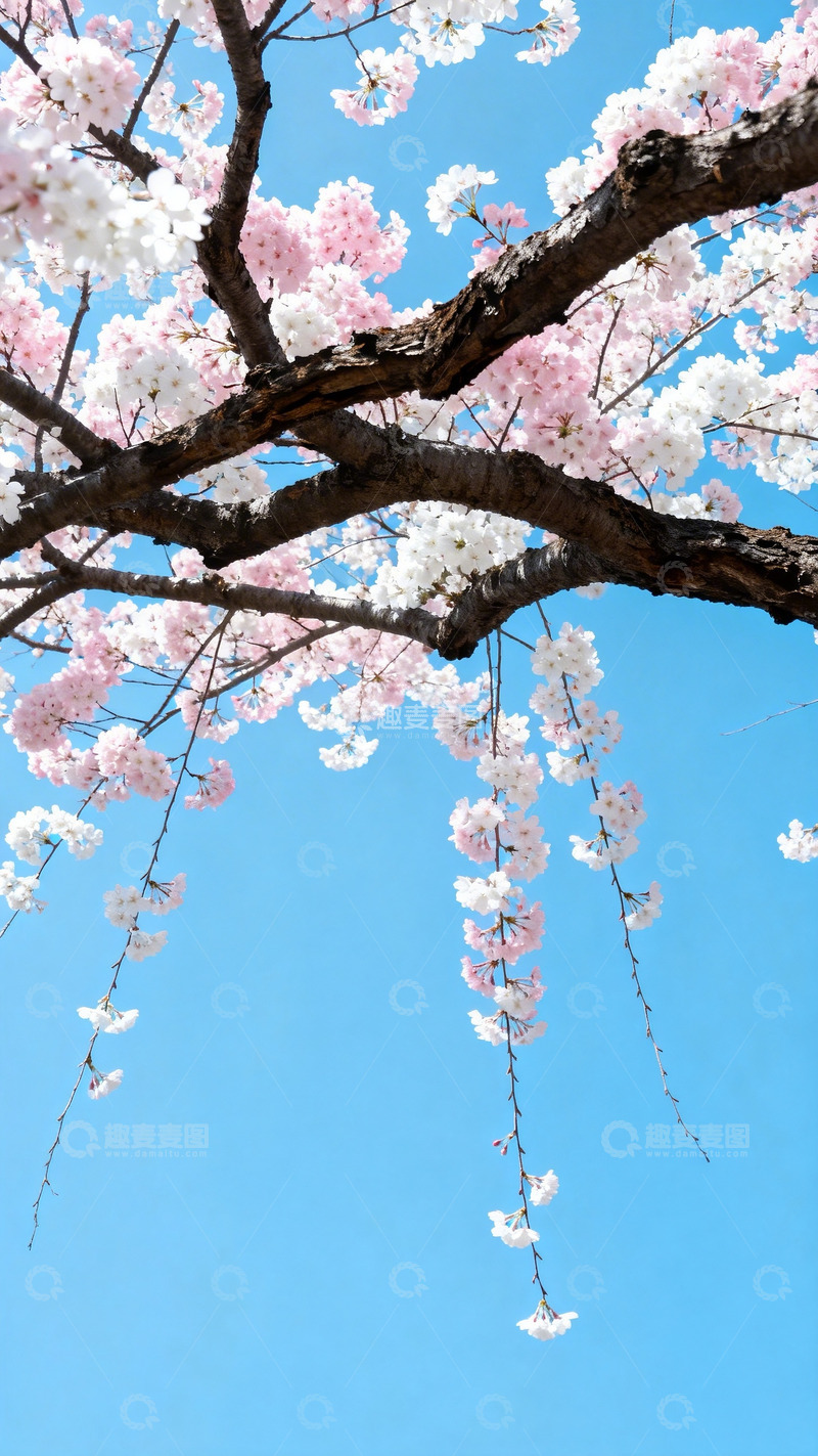 高清大图下载【趣麦麦图】樱花仰拍日系清新