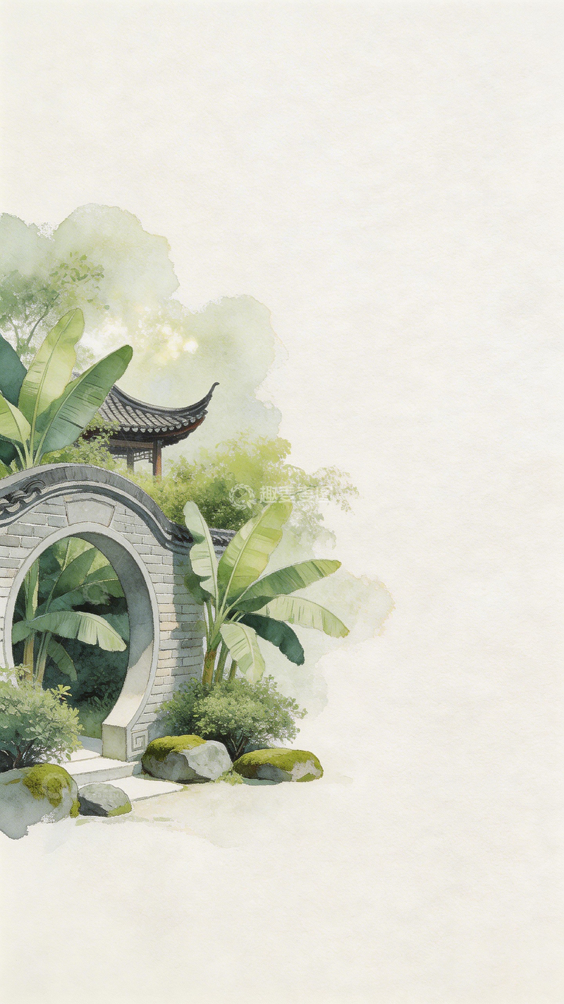 高清大图下载【趣麦麦图】古典园林水彩画