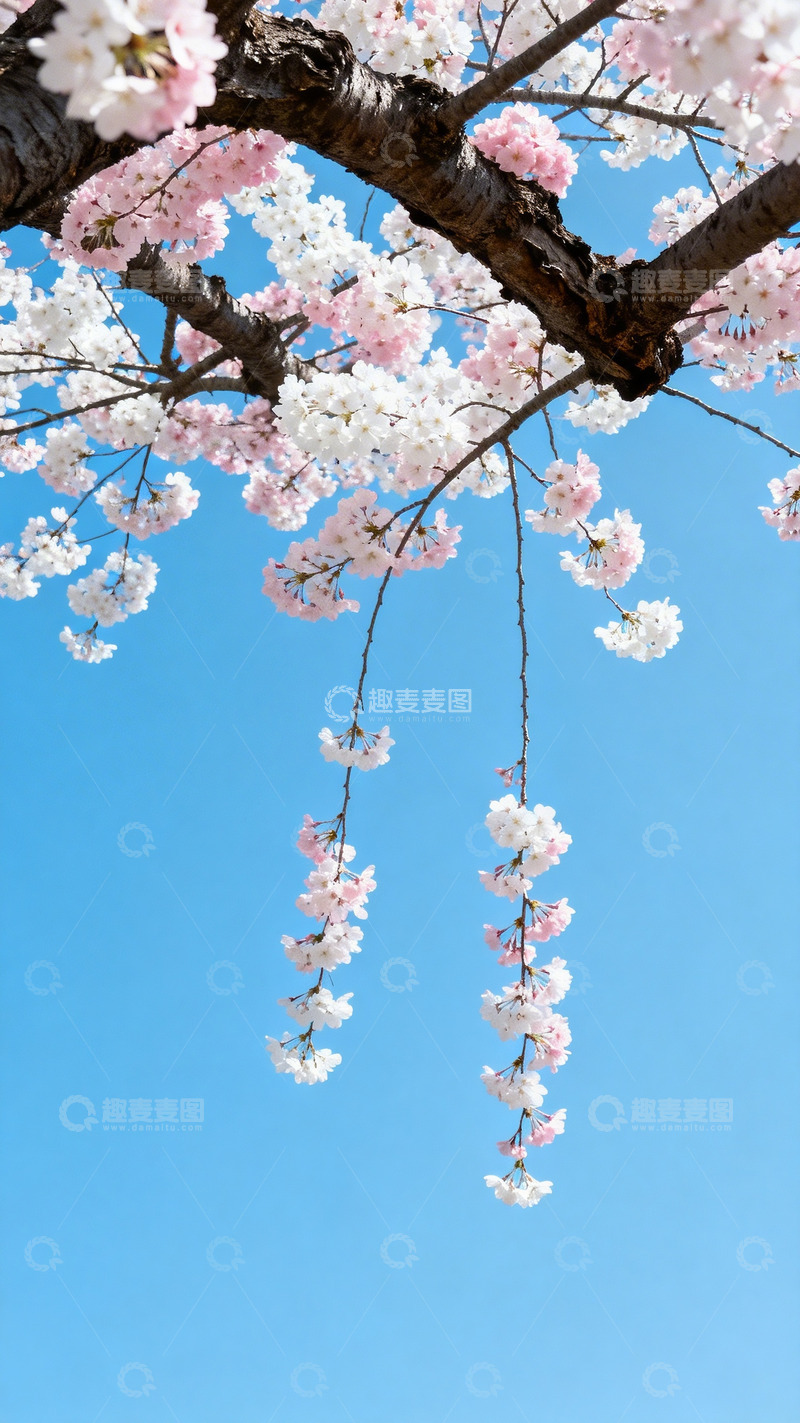 高清大图下载【趣麦麦图】樱花仰拍日系清新5