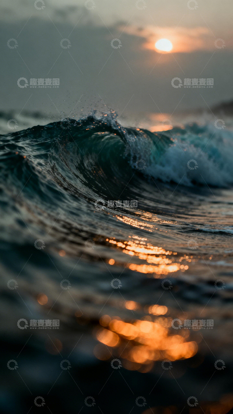 高清大图下载【趣麦麦图】日落海浪风光摄影