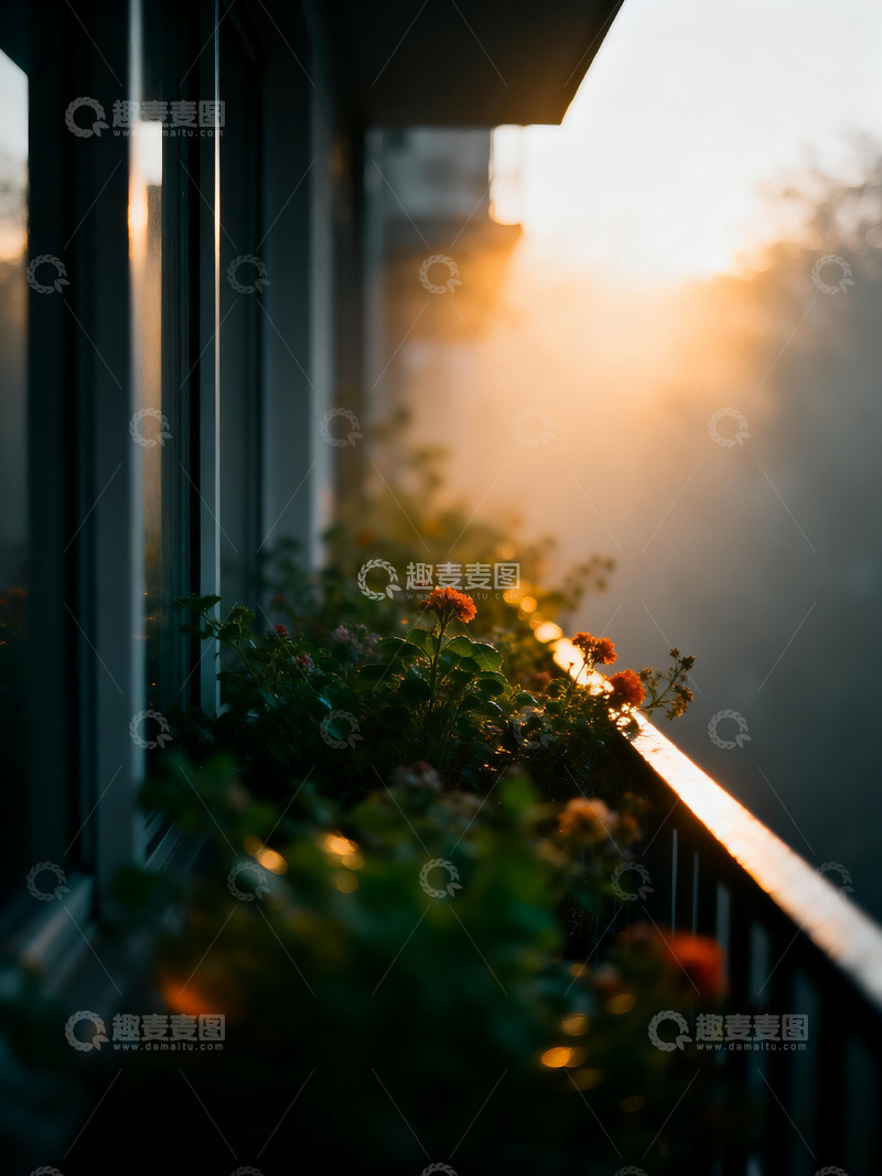高清大图下载【趣麦麦图】窗外阳台绿植4