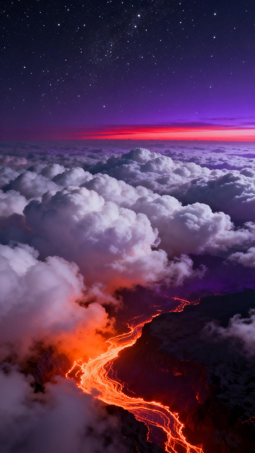 火山熔岩夜空云层