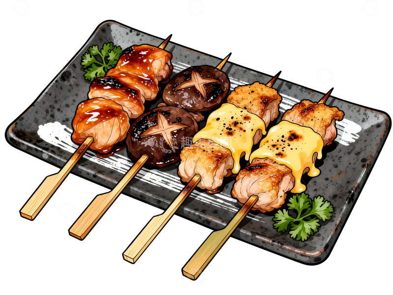 源文件下载【趣麦麦图】漫画风格日式烤串3