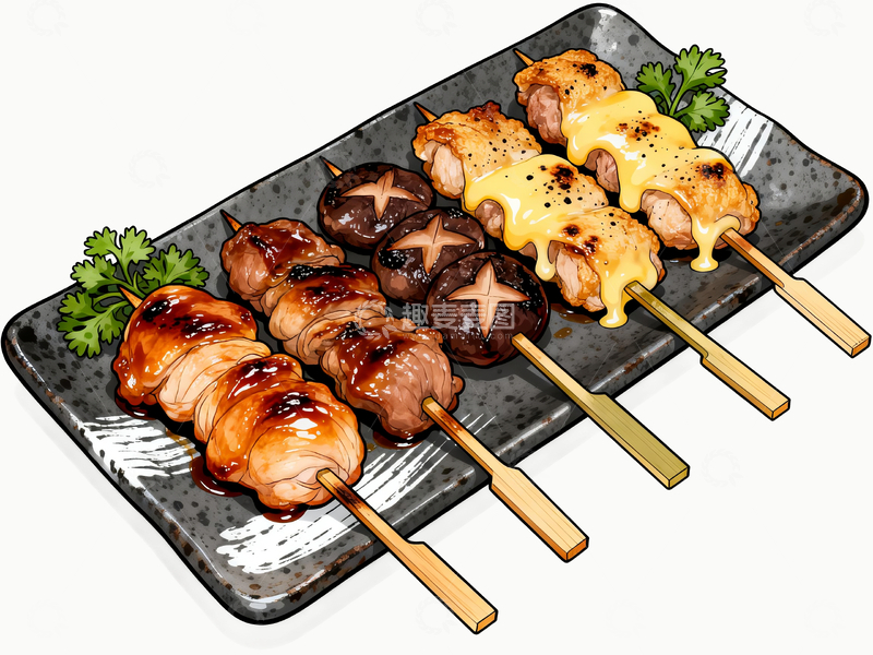 源文件下载【趣麦麦图】漫画风格日式烤串2