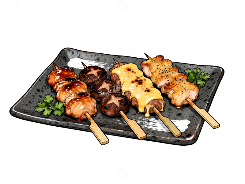 源文件下载【趣麦麦图】漫画风格日式烤串5