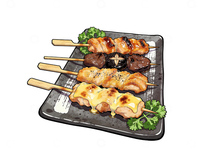 源文件下载【趣麦麦图】漫画风格日式烤串8