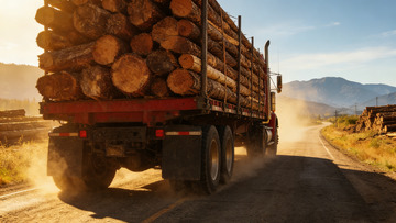 运输木材卡车乡村公路行驶
