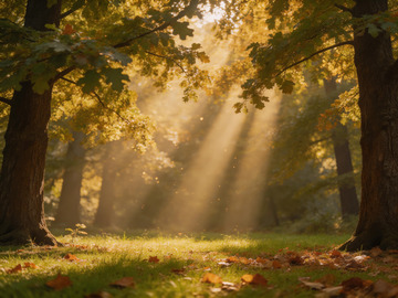 光影斑驳的树林