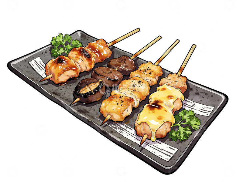 源文件下载【趣麦麦图】漫画风格日式烤串6