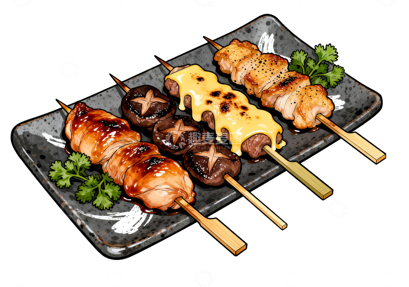 源文件下载【趣麦麦图】漫画风格日式烤串1