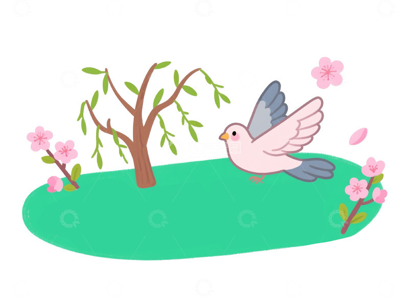 高清大图下载【趣麦麦图】卡通春天鸽子插画