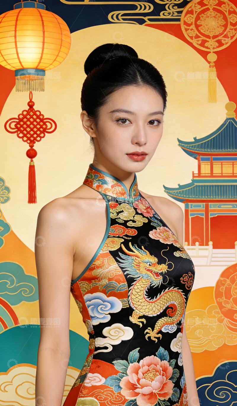 高清大图下载【趣麦麦图】东方韵味旗袍美女摄影艺术照