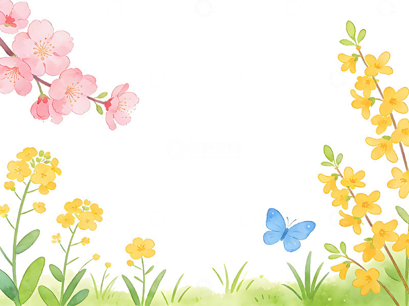 高清大图下载【趣麦麦图】水彩花卉春天背景设计素材