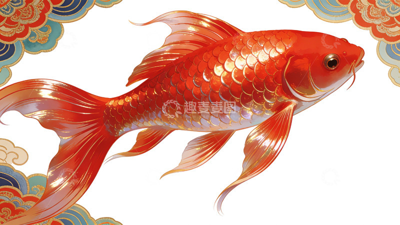 高清大图下载【趣麦麦图】国潮风锦鲤插画艺术装饰图案