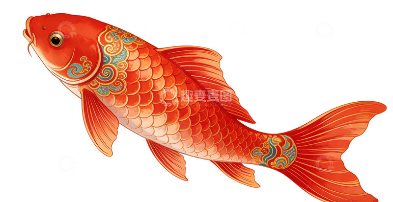 高清大图下载【趣麦麦图】中国传统金鱼插画艺术