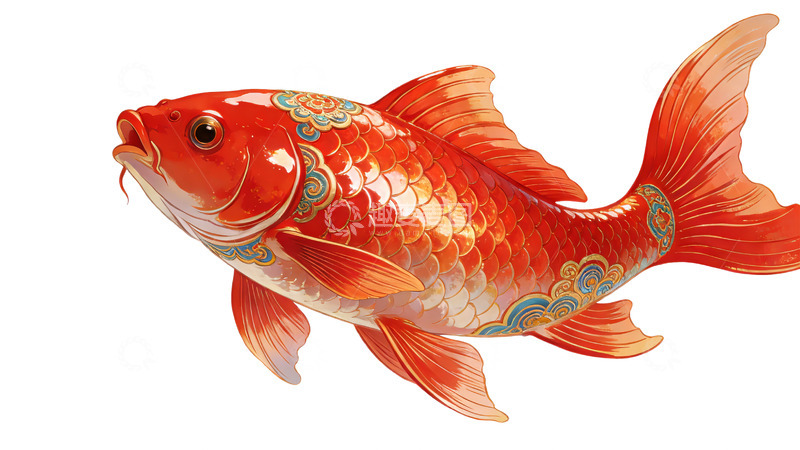 高清大图下载【趣麦麦图】彩绘锦鲤插画设计素材