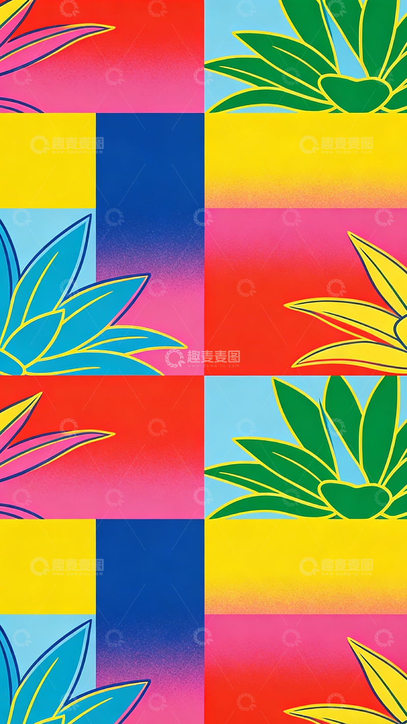 高清大图下载【趣麦麦图】抽象植物图案设计壁纸