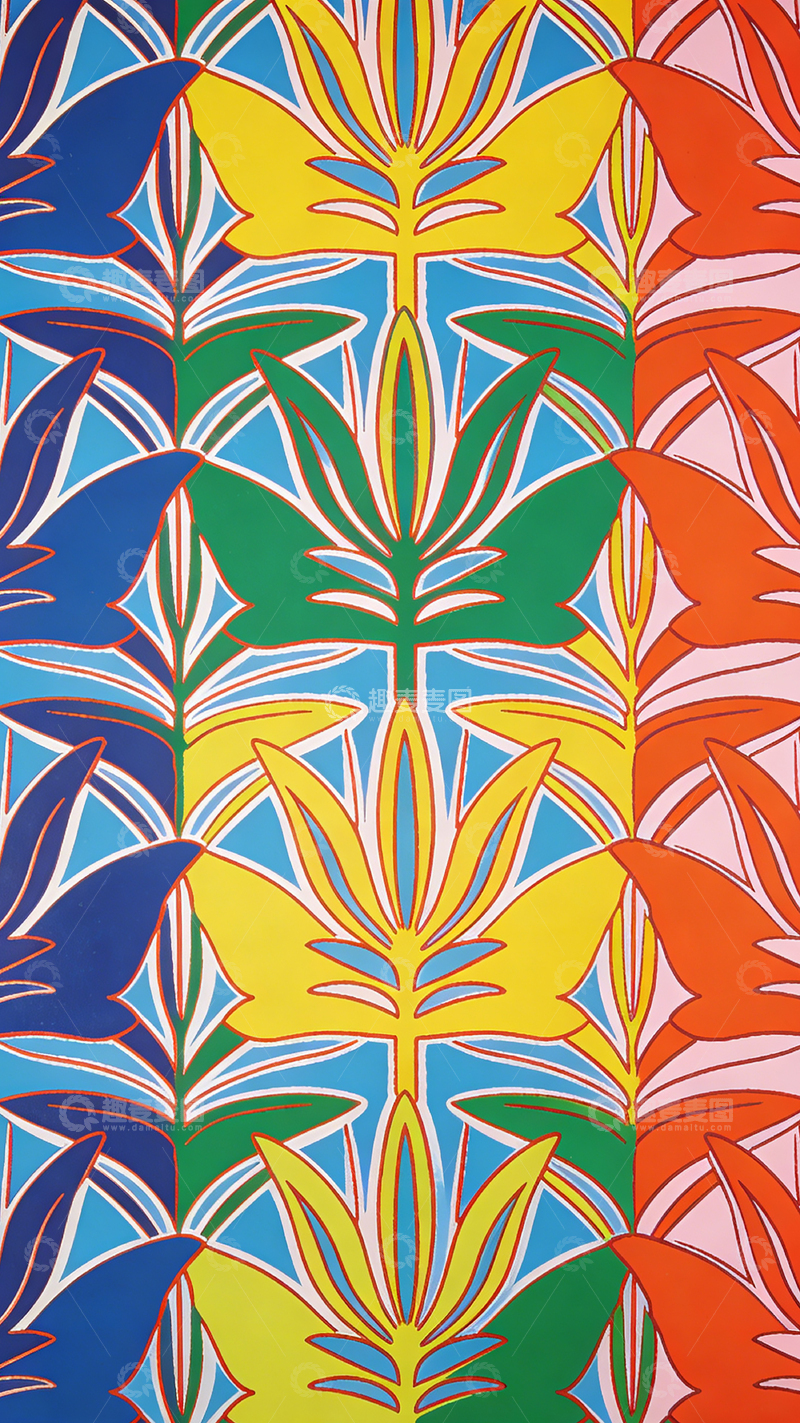 高清大图下载【趣麦麦图】色彩斑斓植物图案壁纸