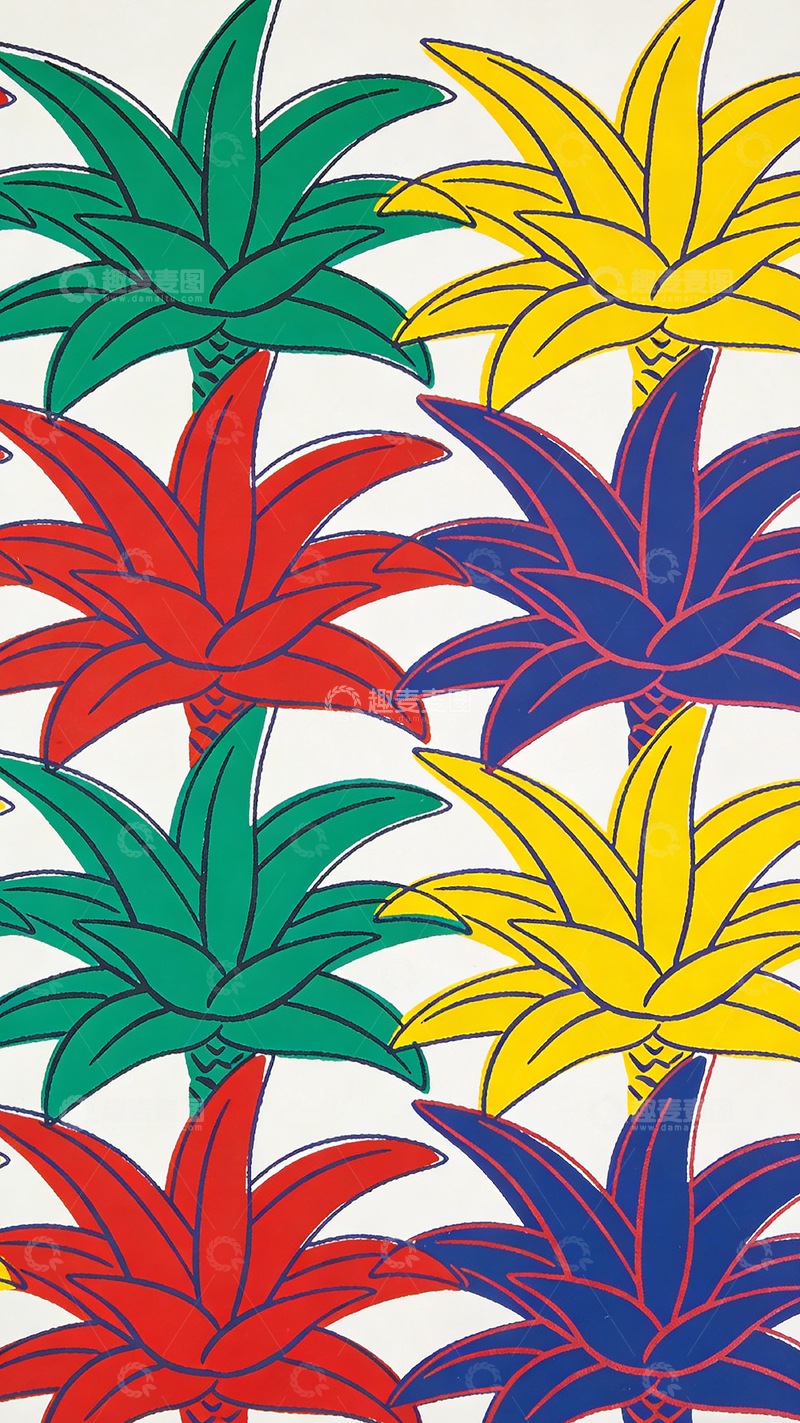 高清大图下载【趣麦麦图】色彩斑斓植物图案设计