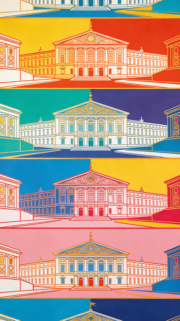 多彩风格建筑插画设计