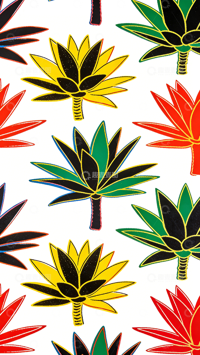 高清大图下载【趣麦麦图】热带风植物图案壁纸设计素材