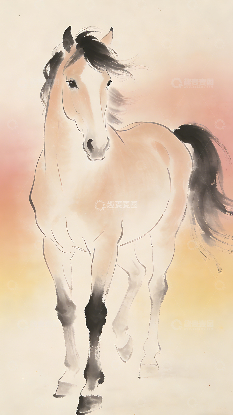 高清大图下载【趣麦麦图】水墨画骏马国画艺术