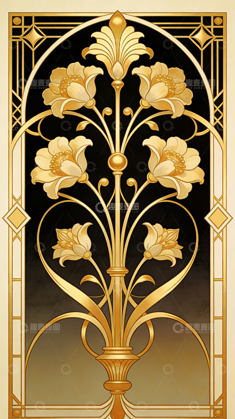 高清大图下载【趣麦麦图】新艺术风格花卉装饰图案