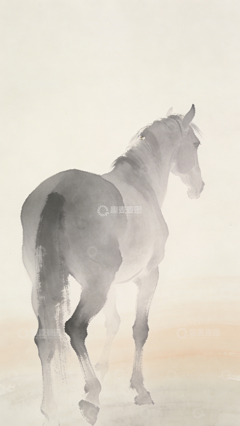 高清大图下载【趣麦麦图】水墨马国画写意艺术画作