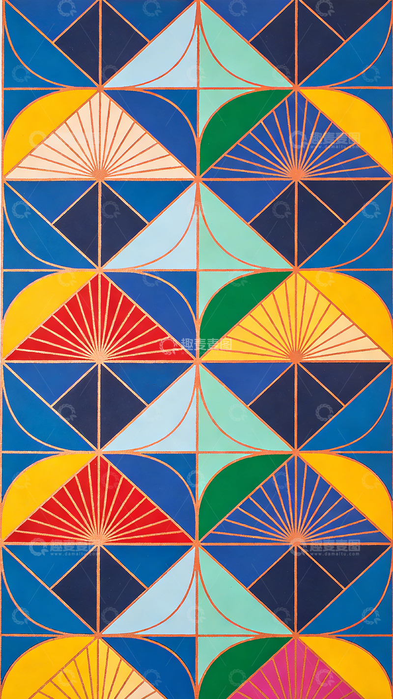 高清大图下载【趣麦麦图】几何图形对称色彩装饰画