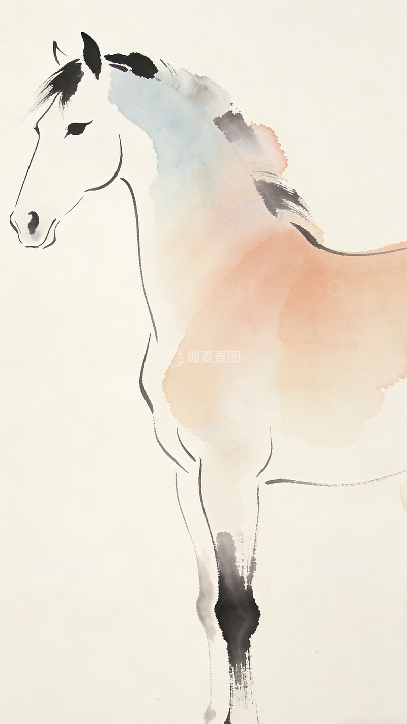 高清大图下载【趣麦麦图】水墨马国画写意动物画