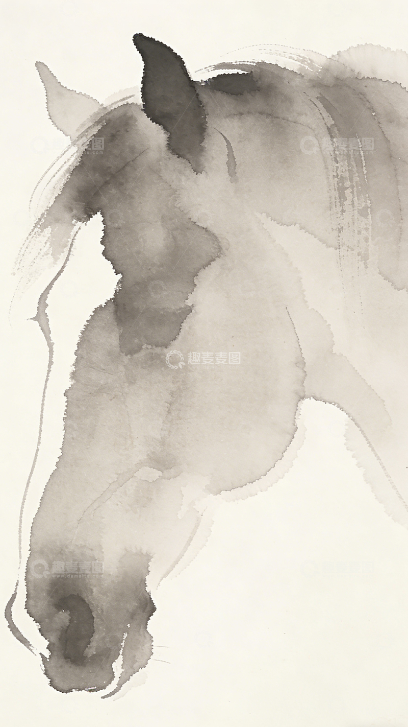 高清大图下载【趣麦麦图】水墨马头写意国画