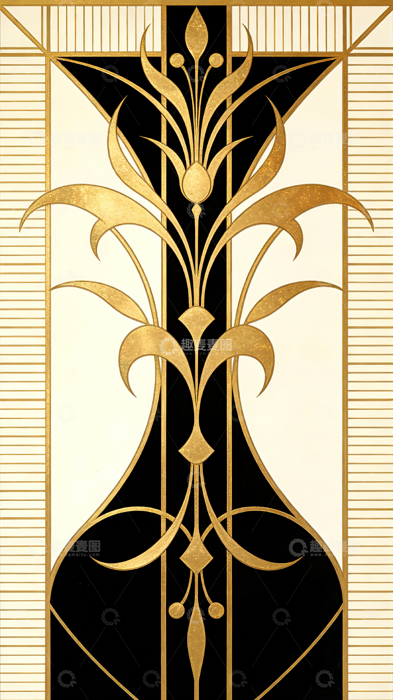 高清大图下载【趣麦麦图】黑金装饰艺术图案设计元素