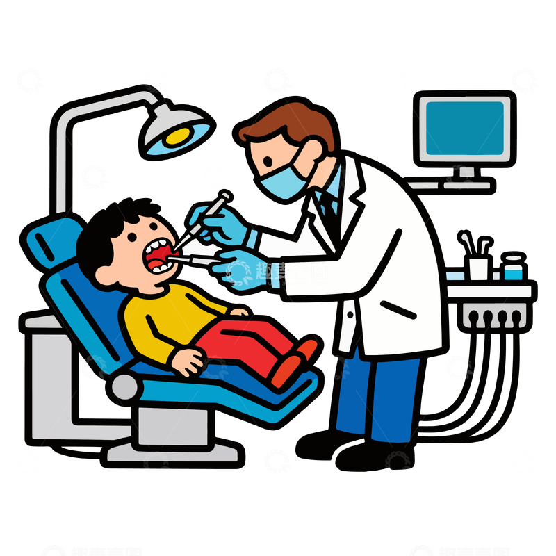 源文件下载【趣麦麦图】牙科诊疗卡通插画