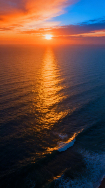 夕阳海景壮丽景象摄影图片